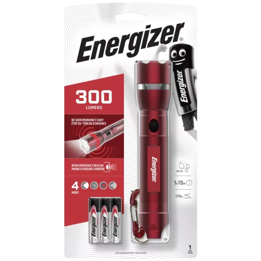 Energizer Emergency Metal LED Kézilámpa Elemekről üzemeltetett 300 lm