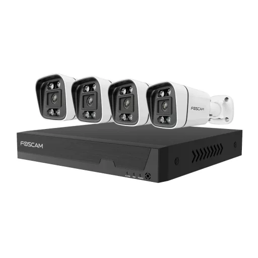 Foscam Schloss / Zutrittskontrolle FNA108E-B4-2T LAN IP-Megfigyelő kamera készlet8 csatornás4 db kamerával3840 x 2160 pixel