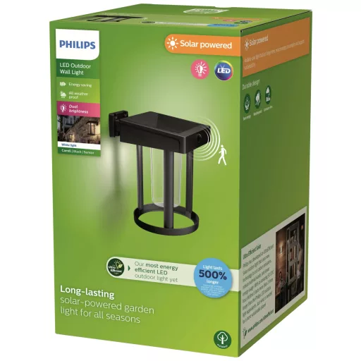Philips LED Camill 8720169263932 Napelemes kültéri fali lámpa mozgásjelzővel LED 1.4 W Fekete