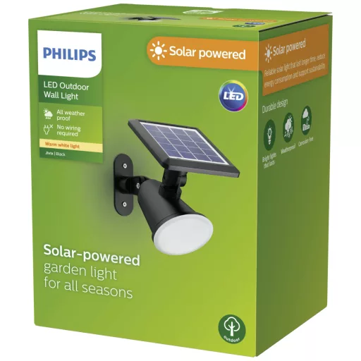Philips LED Jivix 8720169265523 Napelemes kültéri fali lámpa LED 1.4 W Fekete