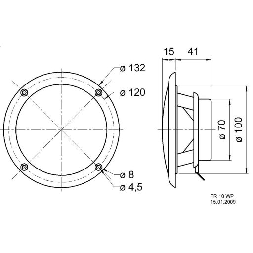 Visaton FR 10 WP - 4 Ohm 4 coll 10 cm Szélessávú hangszóró 20 W 4 Ω Fekete Tengervíznek ellenálló