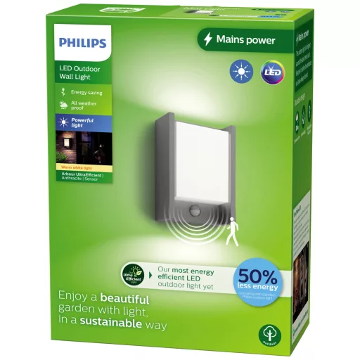 Philips LED Arbour 8720169263833 LED-es kültéri fali lámpa mozgásérzékelővel LED 3.8 W Antracit