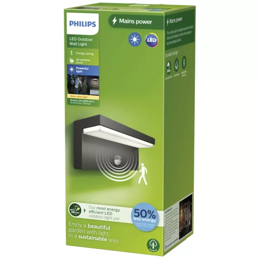 Philips LED Bustan 8720169257399 LED-es kültéri fali lámpa mozgásérzékelővel LED 3.8 W Antracit