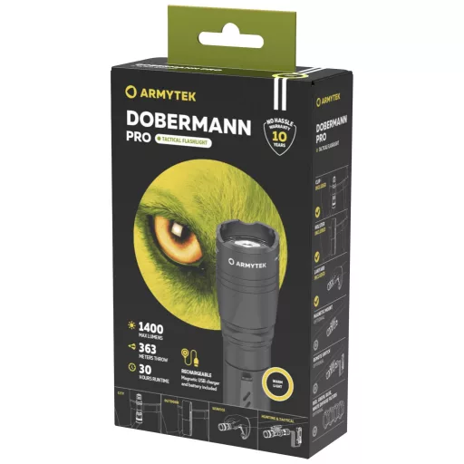 ArmyTek Dobermann Pro Warm LED Kézilámpa Akkuról üzemeltetett 1400 lm 114 g