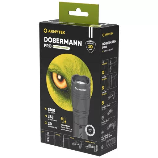 ArmyTek Dobermann Pro White LED Kézilámpa Akkuról üzemeltetett 1400 lm 114 g