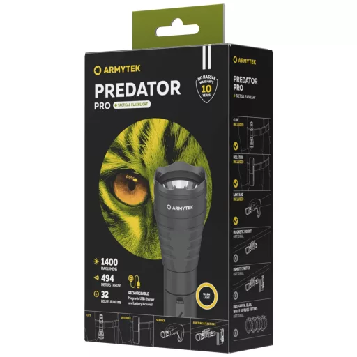 ArmyTek Predator Pro Warm LED Kézilámpa Akkuról üzemeltetett 1400 lm 136 g
