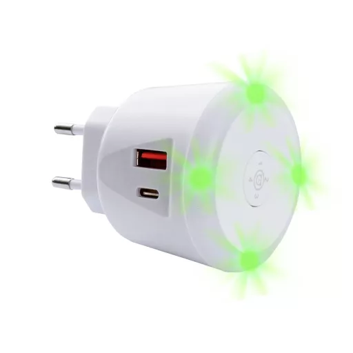EcoSavers USB Timer Charger USB-s töltőkészülék 20 W 1x USB-A, 1x USB-C® Fehér Beltér