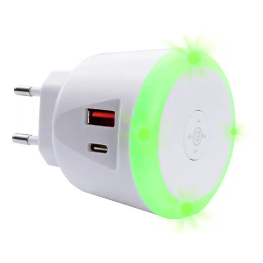 EcoSavers USB Timer Charger USB-s töltőkészülék 20 W 1x USB-A, 1x USB-C® Fehér Beltér