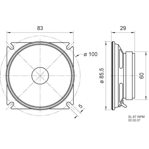 Visaton SL 87 WPM - 4 Ohm 3.3 coll 8 cm Szélessávú hangszóró 20 W 4 Ω Átlátszó membrán, UV álló