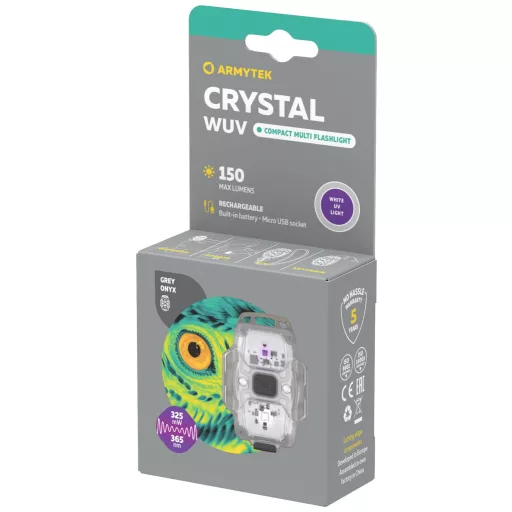 ArmyTek Crystal WUV Grey LED Kézilámpa Csuklópánt, USB csatlakozóval Akkuról üzemeltetett 150 lm 34 g