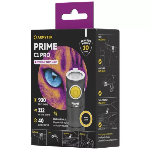 ArmyTek Prime C1 Pro Warm Mini zseblámpa Kulcstartó, Övcsíptetővel Akkuról üzemeltetett 1000 lm 15 óra 72 g