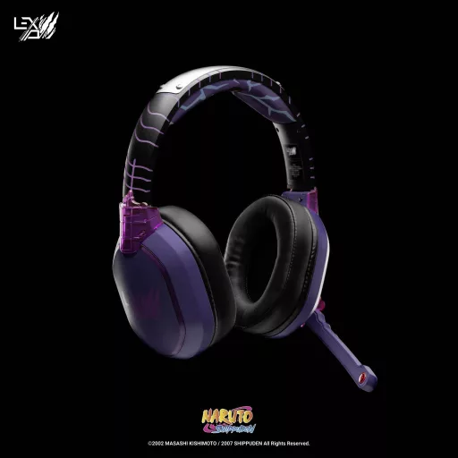 Lexip X TSUME Naruto Shippuden Headset 1 Over Ear headset Vezetékes, Bluetooth® Stereo Fekete/lila Headset, Hangerő szabályozás, Mikrofon némítás Gamer