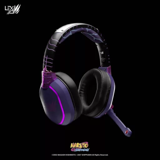 Lexip X TSUME Naruto Shippuden Headset 1 Over Ear headset Vezetékes, Bluetooth® Stereo Fekete/lila Headset, Hangerő szabályozás, Mikrofon némítás Gamer