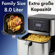   Profi Cook PC-FR 1269 H Forrólevegős fritőz 8 l 1800 W Nemesacél, Fekete