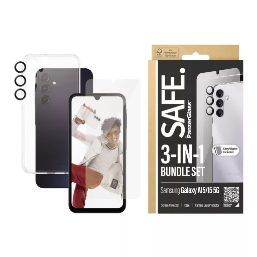 PanzerGlass 3-in-1 Bundle Edge2Edge Glass + Case + Lens Tok + védőüveg készlet Samsung Galaxy A15, Galaxy A15 5G BSAFE95679