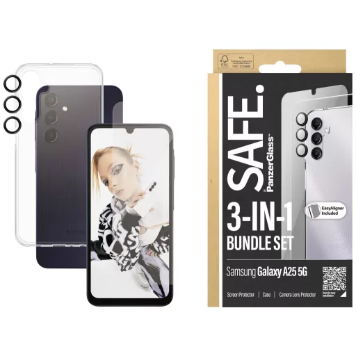 PanzerGlass 3-in-1 Bundle Edge2Edge Glass + Case + Lens Tok + védőüveg készlet Samsung Galaxy A25 5G BSAFE95683