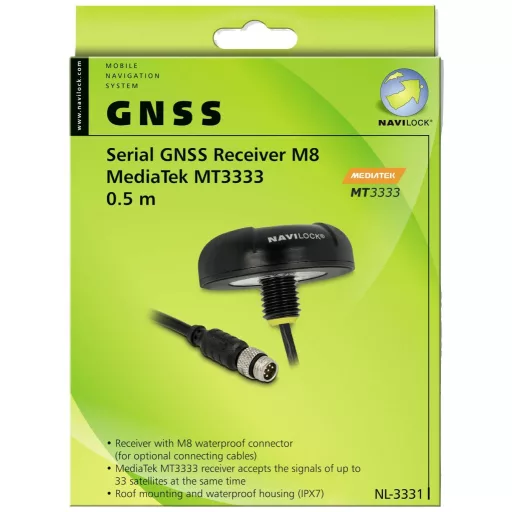 Navilock NL-3331 M8 GPS vevő Járműkövetés Fekete 1 db