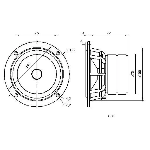 Visaton TI 100 - 8 Ohm 4 coll 10.16 cm Középmélysugárzó 40 W 8 Ω