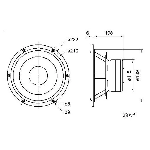Visaton TIW 200 XS - 8 Ohm 8 coll 20.32 cm Mélysugárzó 30 - 2500 Hz 120 W 8 Ω