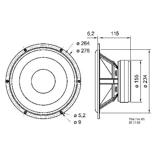 Visaton TIW 250 XS - 8 Ohm 10 coll 25.4 cm Mélysugárzó 30 - 2500 Hz 200 W 8 Ω