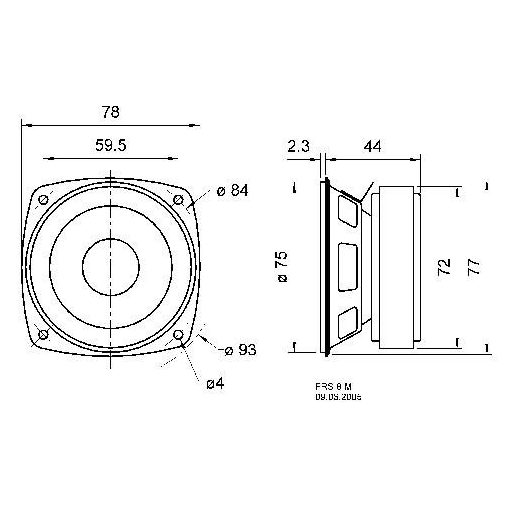 Visaton FRS 8 M - 8 Ohm 3.3 coll 8 cm Szélessávú hangszóró 30 W 8 Ω Fekete
