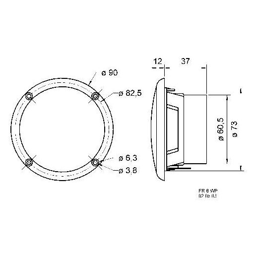 Beépíthető vízálló hangszóró 15/25 W 8Ω, fehér színű Visaton FR 8 WP