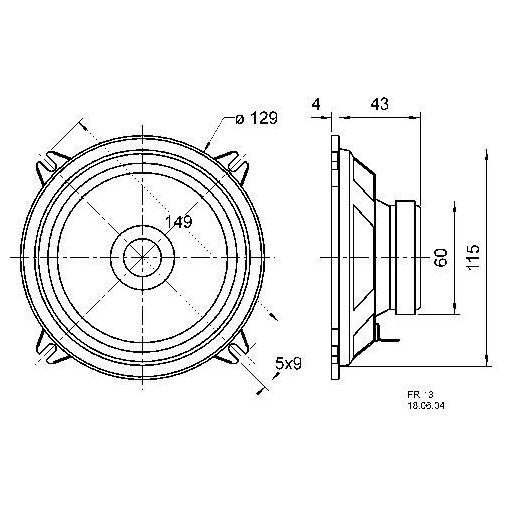 Visaton FR 13 - 4 Ohm 5 coll 13 cm Szélessávú hangszóró 30 W 4 Ω Beépíthető hangszóró