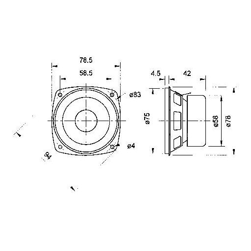 Szélessávú hangszóró, Visaton F 8 SC 8 Ω 8