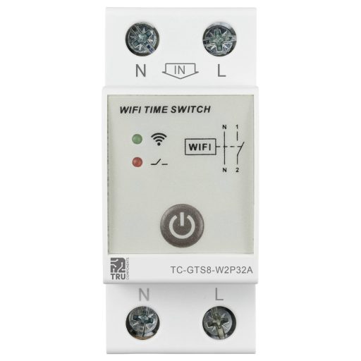 TRU COMPONENTS TC-12485084 TC-GTS8-W2P32A WLAN kapcsoló 230 V/AC 1 db Időtartomány: 1 perc - 24 óra 1 záró