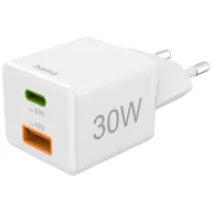   Hama USB-s töltőkészülék 30.00 W 1x USB-A, 1x USB-C® Power Delivery Fehér Beltér USB Power Delivery (USB-PD)