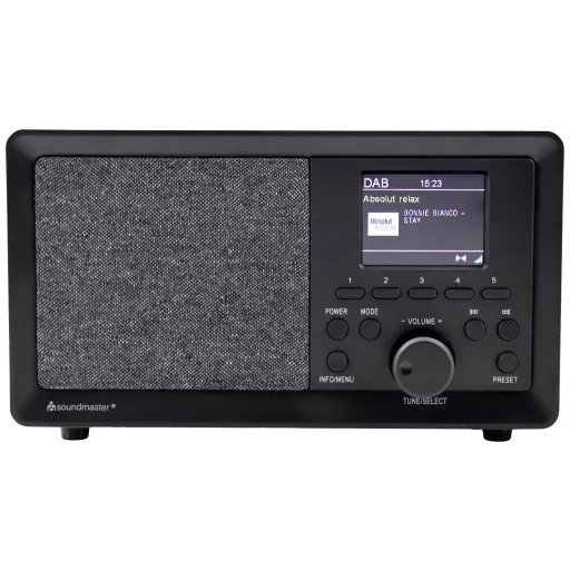 soundmaster DAB350SW Asztali rádió DAB+, URH USB Hangfallal, Ébresztő funkció Fekete