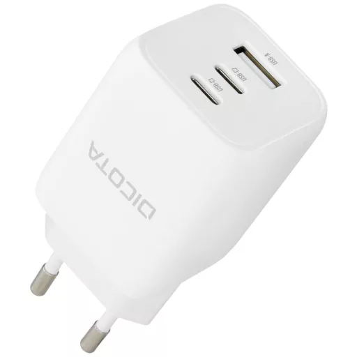 Dicota Compact USB-s töltőkészülék 65 W 1x USB-A, 2x USB-C® Power Delivery Fehér Beltér GaN