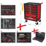   KS Tools 826.7515 Műhelykocsi Acéllemez Gyártói szín: Fekete, Piros