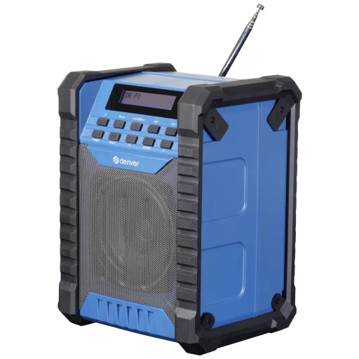 Denver WRD-60 Építkezési rádió DAB+, DAB, URH AUX, URH, DAB+ Újratölthető, Fröccsenő víz ellen védett Fekete, Kék