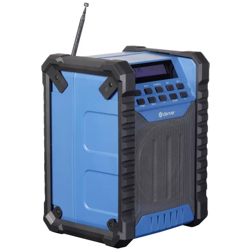 Denver WRD-60 Építkezési rádió DAB+, DAB, URH AUX, URH, DAB+ Újratölthető, Fröccsenő víz ellen védett Fekete, Kék