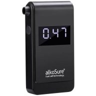   alkoSure Alkoholteszter Fekete (matt) 0.00 - 4.00 ‰ Kijelzővel, Különböző mértékegységek megjeleníthetők