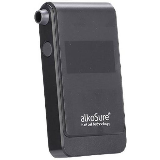 alkoSure Alkoholteszter Fekete (matt) 0.00 - 4.00 ‰ Kijelzővel, Különböző mértékegységek megjeleníthetők