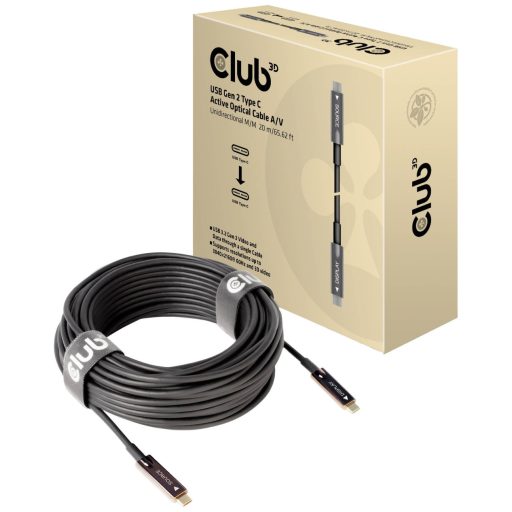 club3D USB C kábel USB-C® dugó 20.00 m Fekete CAC-1589