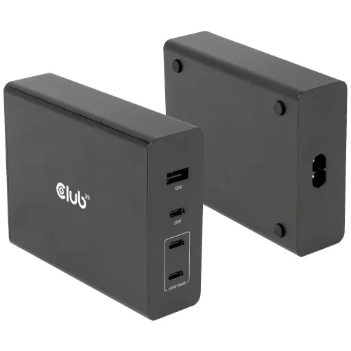 club3D CAC-1906 Notebook tápegység 132 W 3x USB-C®, 1x USB-A Power Delivery Fekete Beltér GaN, USB Power Delivery (USB-PD)