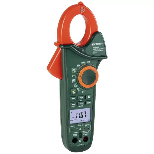 AC/DC árammérő True RMS lakatfogó multiméter, beépített infrahőmérővel 400A AC/DC, Extech EX623