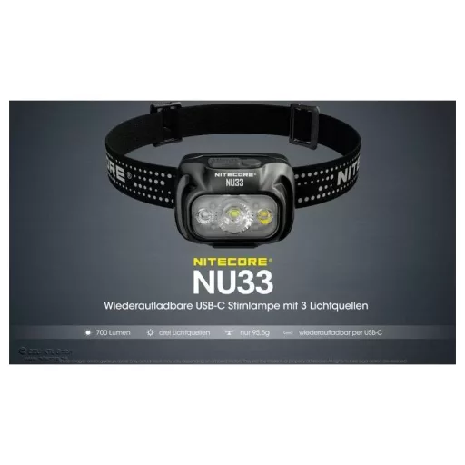 NiteCore NU33 LED Fejlámpa Akkuról üzemeltetett 200 lm 147 óra NC-NU33
