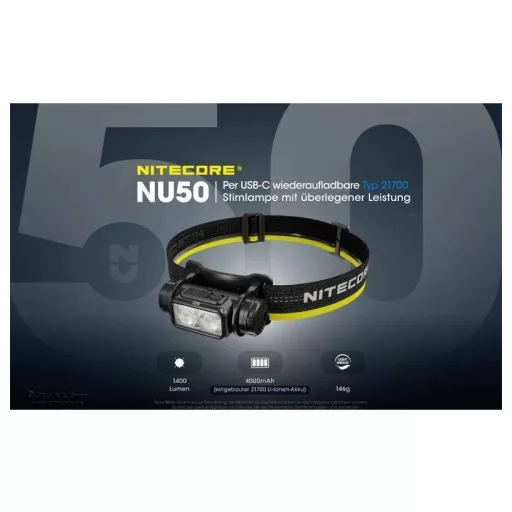 NiteCore NU50 LED Fejlámpa Akkuról üzemeltetett 1400 lm NC-NU50