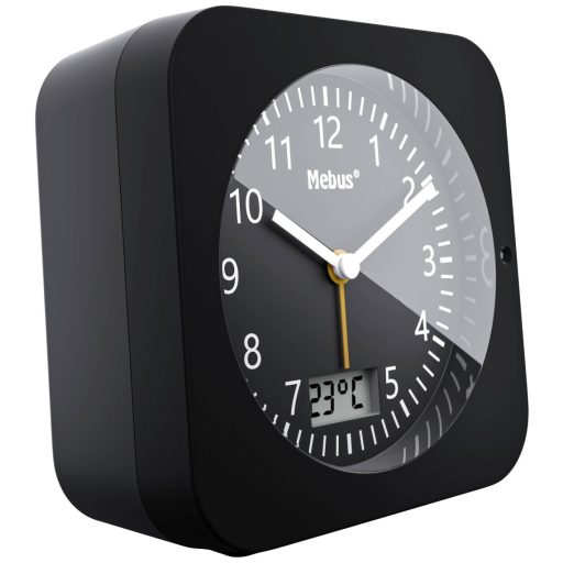 Mebus 25609 Rádiójel vezérlésű Ébresztőóra Fekete
