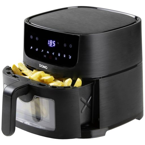 DOMO DO542FR Forrólevegős fritőz 4 l 1350 W Időzítő funkció, Kijelzővel, Túlhevülés elleni védelem, Tapadásmentes bevonat Fekete
