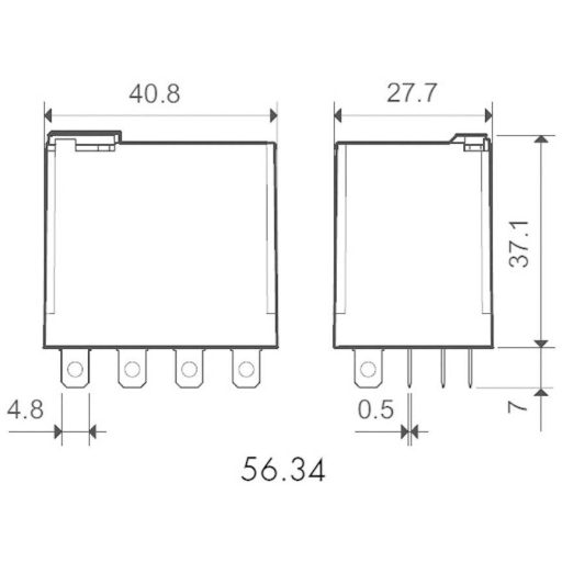Finder 56.34.9.024.0040 Dugaszrelé 24 V/DC 12 A 4 váltó 1 db Tray