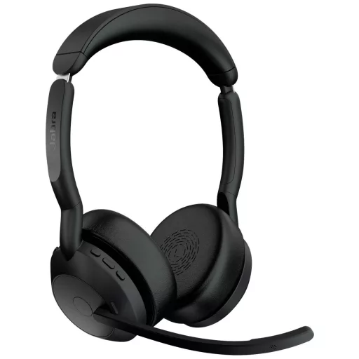 Jabra Evolve2 55 UC Stereo On Ear headset Bluetooth® Stereo Fekete Noise Cancelling Mikrofon némítás, Hangerő szabályozás Számítógép