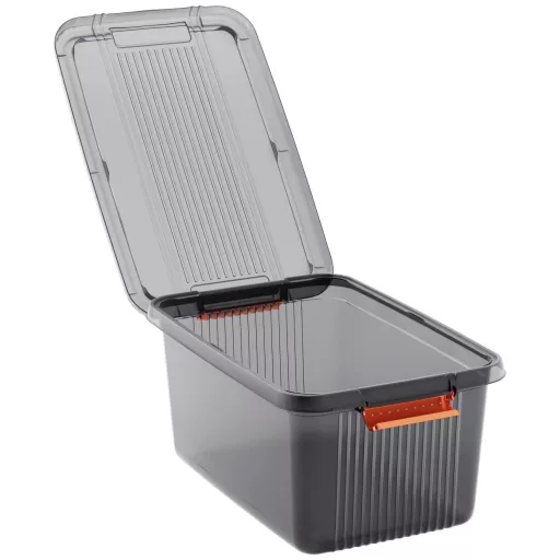 KIS 237047 Tárolódoboz K Latch Egymásra rakható (Sz x Ma x Mé) 590 x 280 x 390 mm Füstszürke, Átlátszó 1 db