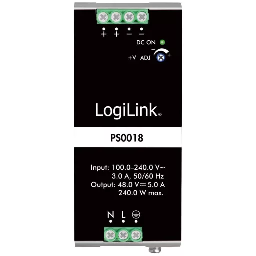 LogiLink PS0018 Kalapsínes tápegység 48 V 5 A 240 W Tartalom, tartalmi egységek rendelésenként 1 db