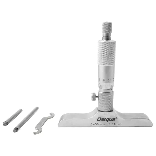 Dasqua 4611-8110 Mélység mikrométer Referenciamérettel 0 - 50 mm DIN 863