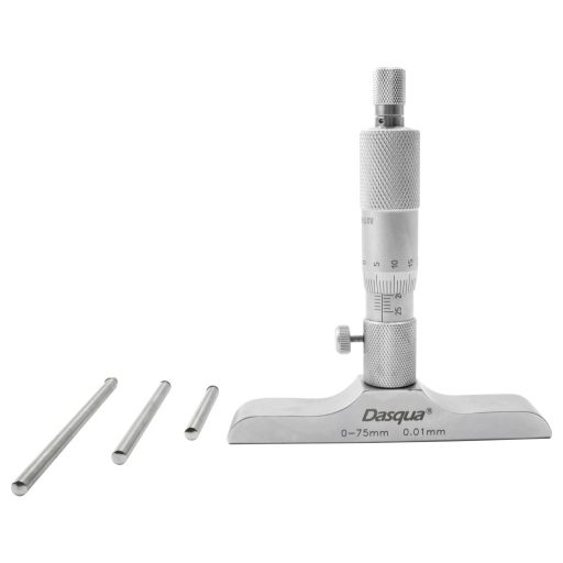 Dasqua 4611-8115 Mélység mikrométer Referenciamérettel 0 - 75 mm DIN 863